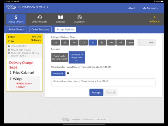 SOOP online ordering system iPad screenshot 3 - Business app