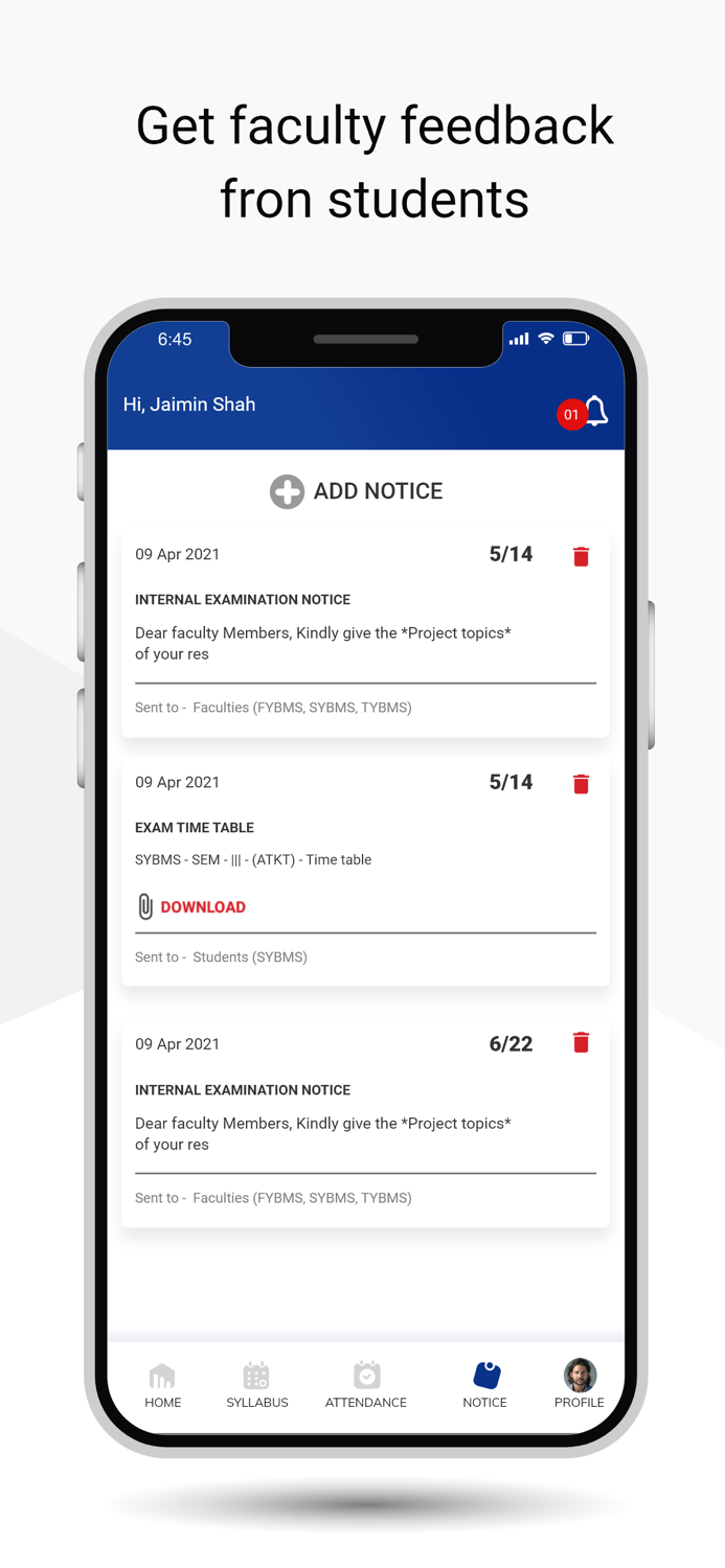 Teach Us App Faculty and Admin