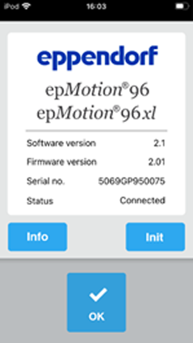 Screenshot #1 pour epMotion 96 – A control App