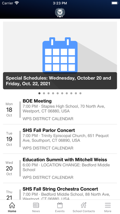Westport Public Schools App Screenshot