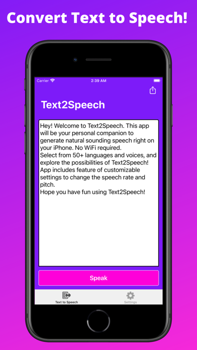 Screenshot #1 pour Text2Speech.