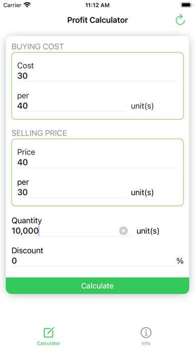 Profit Calculator, Revenue Screenshot
