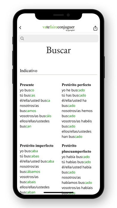 Spanish conjugation. Screenshot