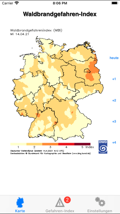 Waldbrand Index Screenshot