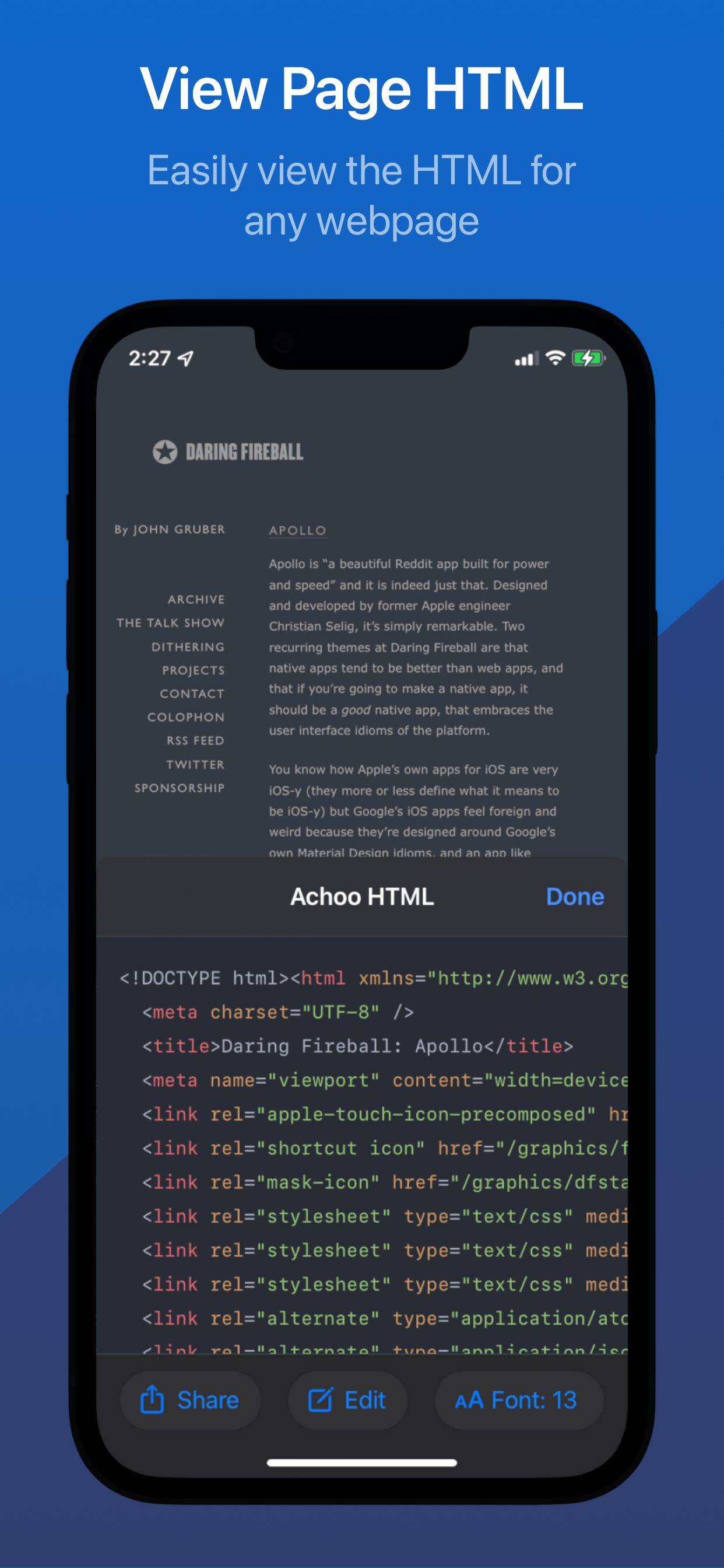 Achoo HTML Viewer & Inspector
