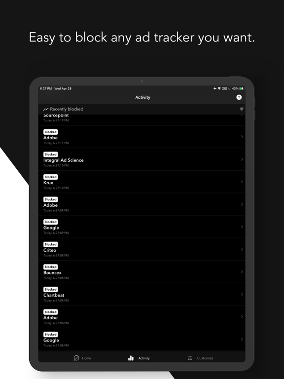 Do Not Track iPad screenshot 4 - Utilities app