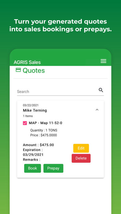 AGRIS Sales Screenshot