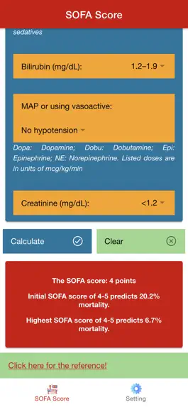 Game screenshot SOFA Score Calculator Pro apk