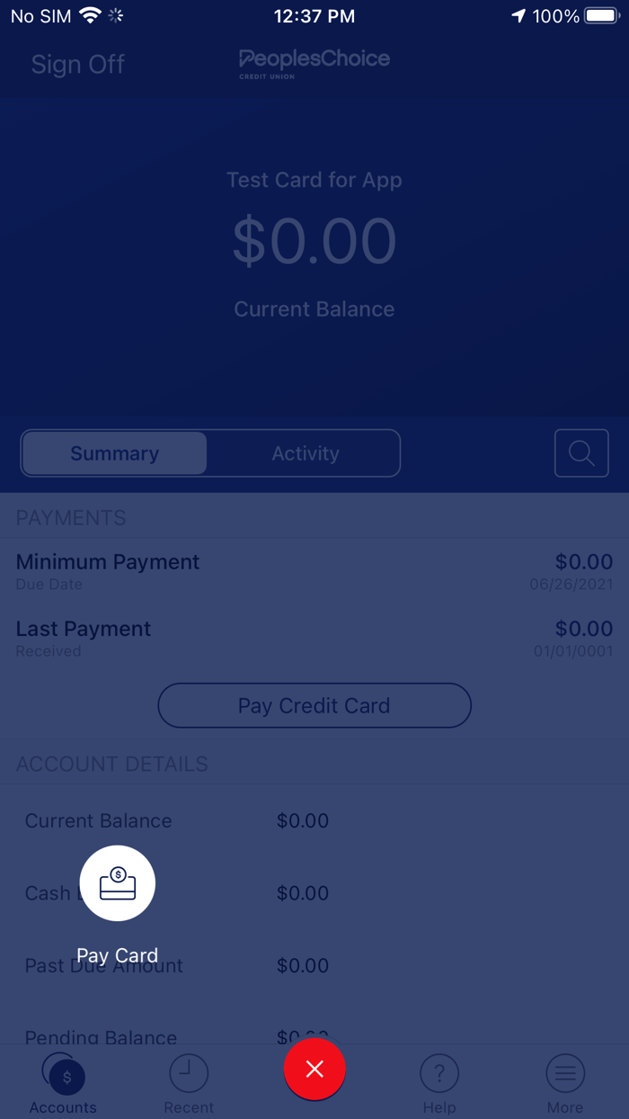 PeoplesChoice VISA Credit Card