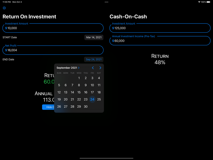 ROI Calculator Cash Evaluation