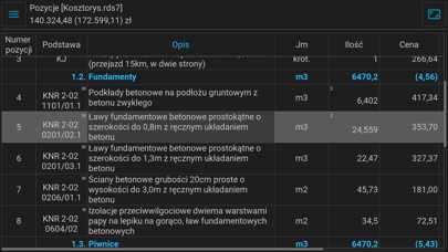 Rodos przeglądarka kosztorysów Screenshot