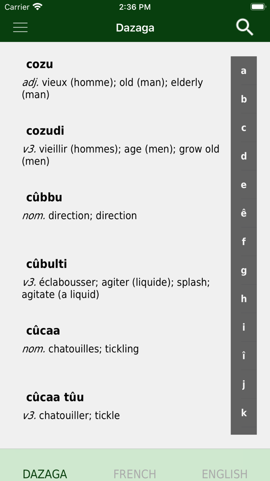 #1. Dazaga dictionary (iOS) 由: Mosko Hanadii-ĩ