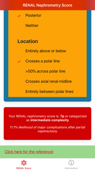 Urology RENAL Nephrometry Screenshot