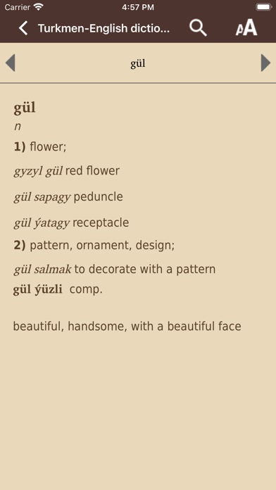 Turkmen-English Dictionary Screenshot