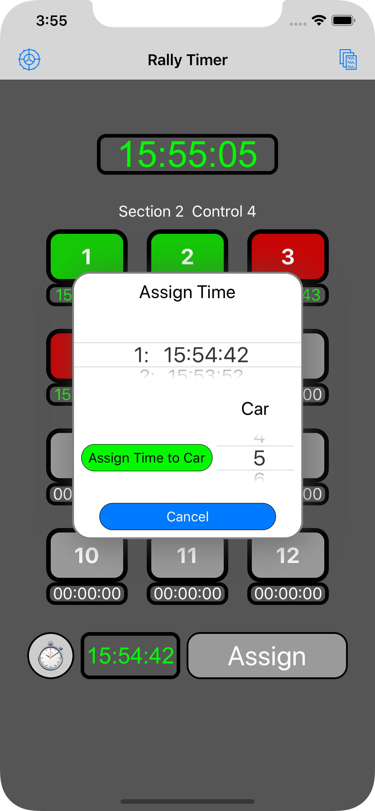 12 Car Rally Timer