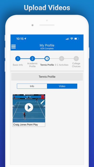 College Tennis App Screenshot
