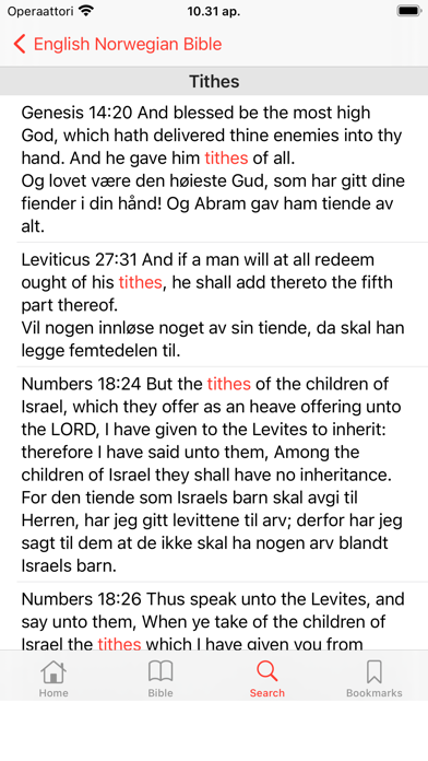 English - Norwegian Bible Screenshot
