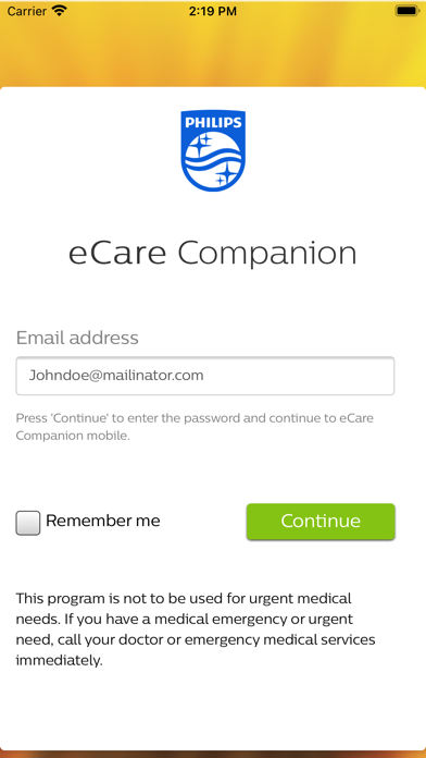 eCare Companion Screenshot