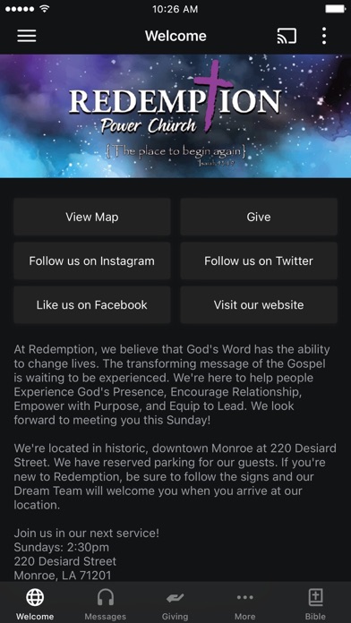 Redemption Power Church App Screenshot