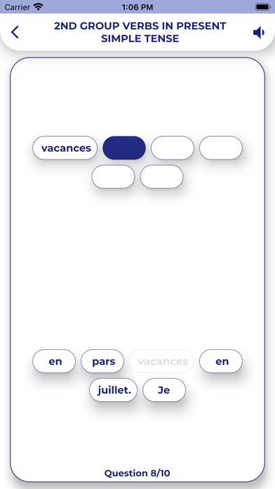 FRENCH GRAMMAR・Lessons & Tests Screenshot