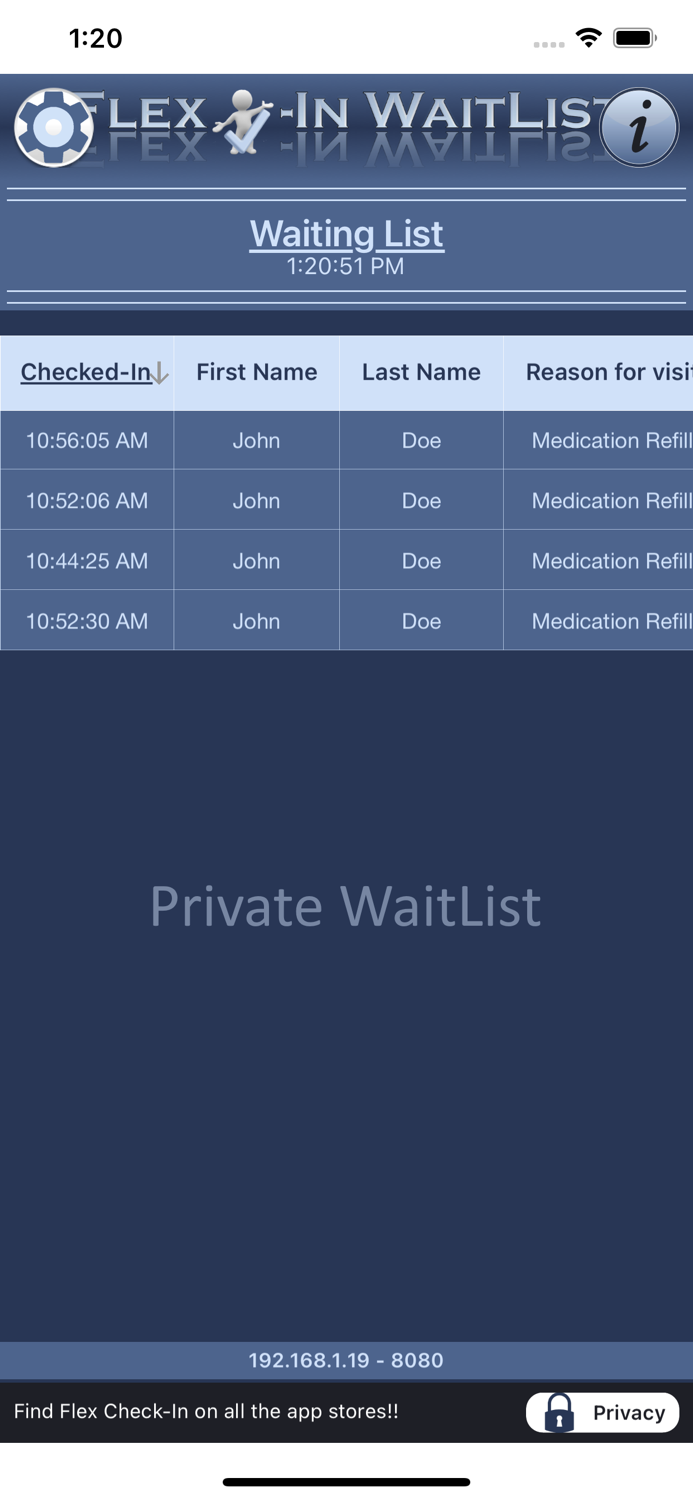 Flex Check-In WaitList