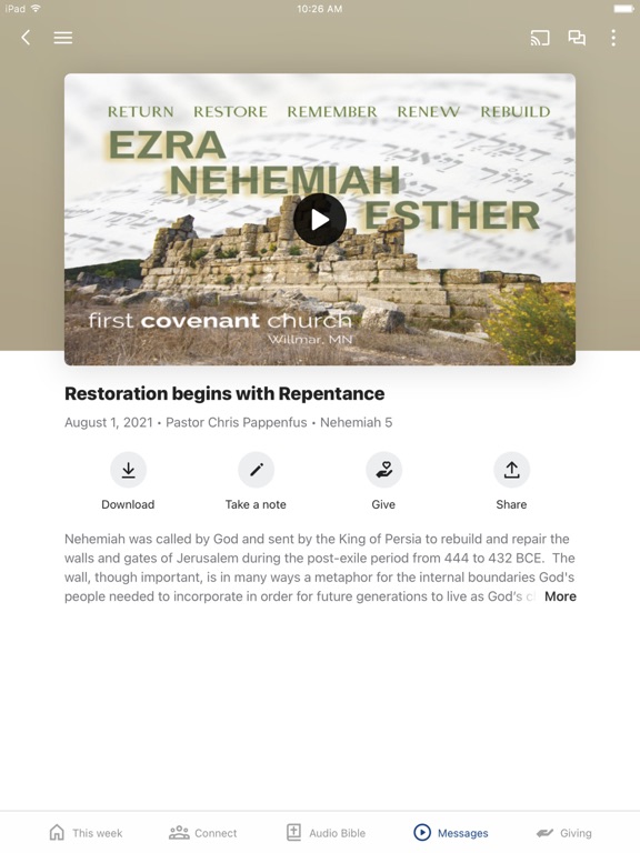 First Covenant Church Willmar iPad screenshot 3 - Education app