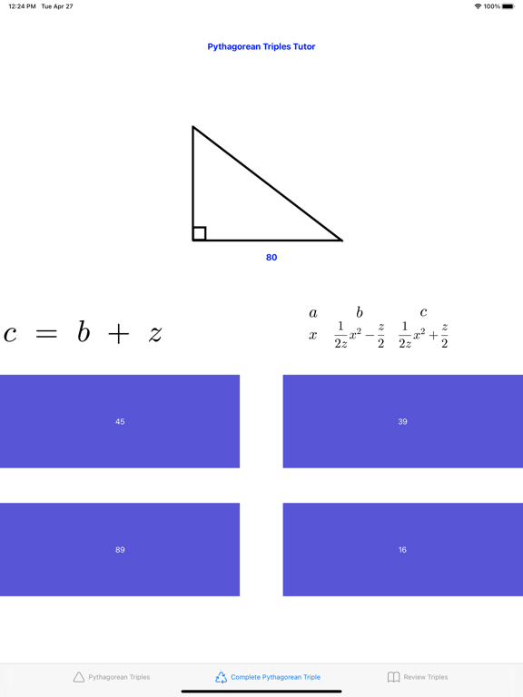 Screenshot #5 pour Pythagorean Triples Tutor