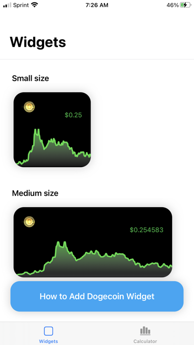 Dogecoin Widget Screenshot