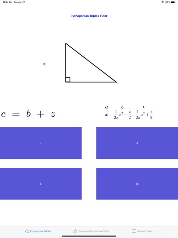 Screenshot #4 pour Pythagorean Triples Tutor