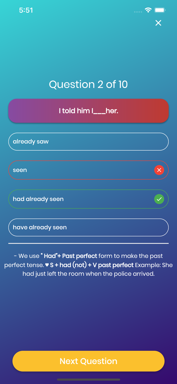 Grammar Quiz with Explanation