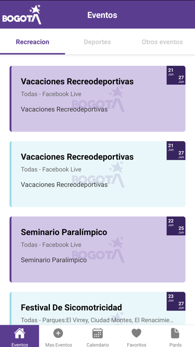 Agenda_IDRD Screenshot