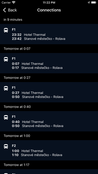 KVIFF Bus Times Screenshot