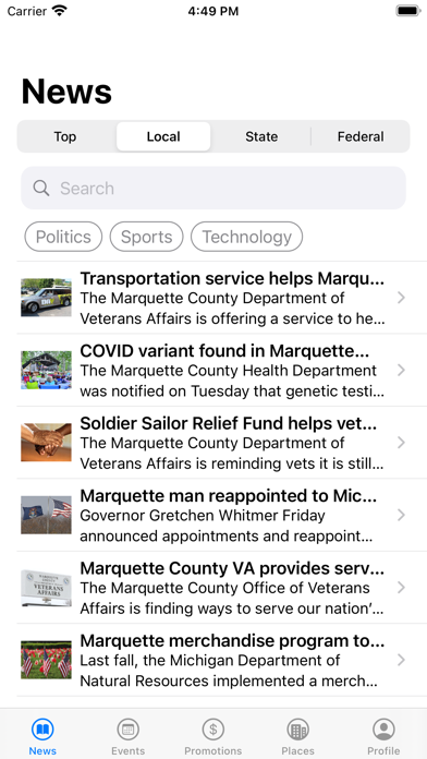Marquette County Veterans App Screenshot