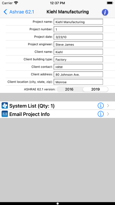 HVAC ASHRAE 62.1 Screenshot