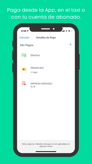 Captura de pantalla de UniTaxi Apps en iPhone 7