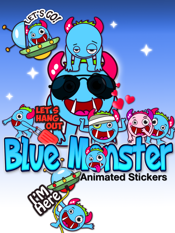 Screenshot #4 pour Blue Monster Animated Stickers