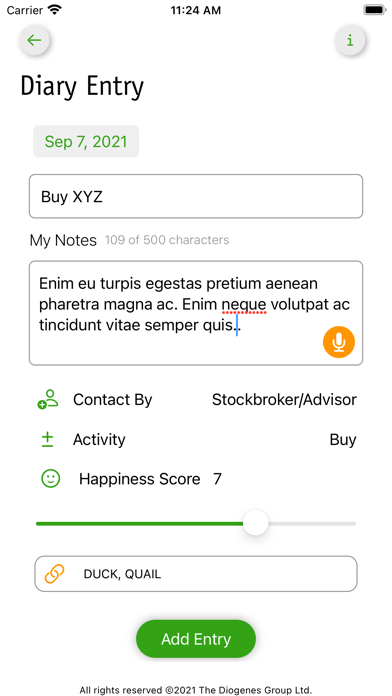 myInvestment Diary Screenshot