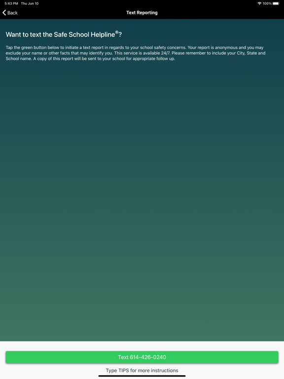 Safe School Helpline iPad screenshot 4 - Education app