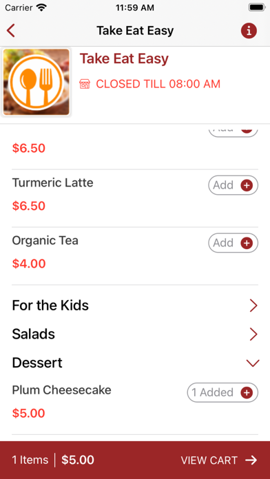 Take Eat Easy - Restaurant Screenshot
