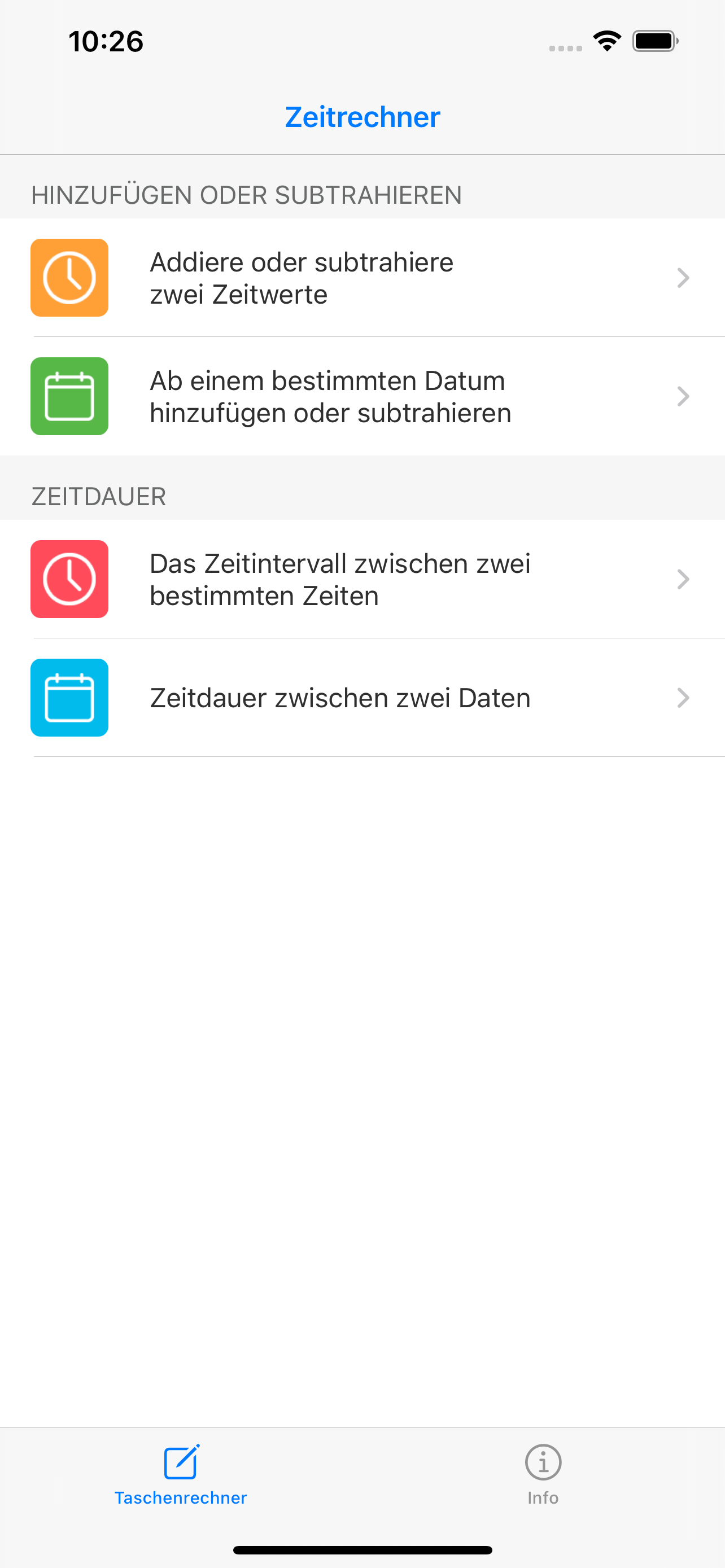 Zeitrechner: Tage zählen,  +/−
