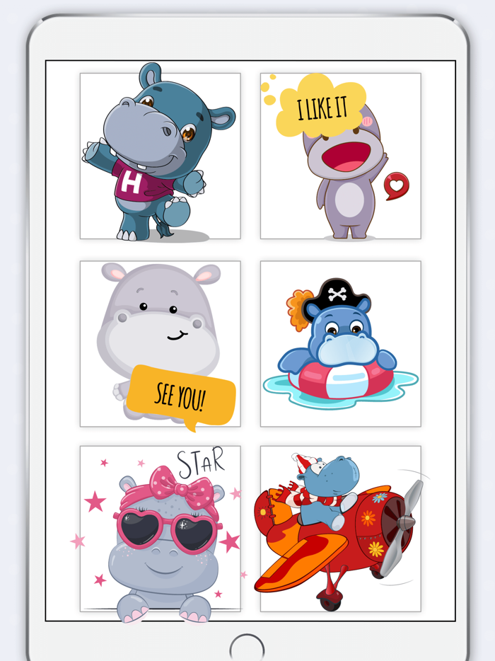 Cute Hippo Stickers