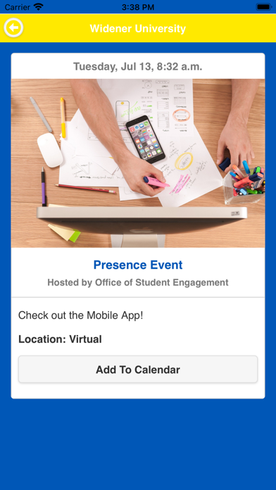 Widener Events Screenshot