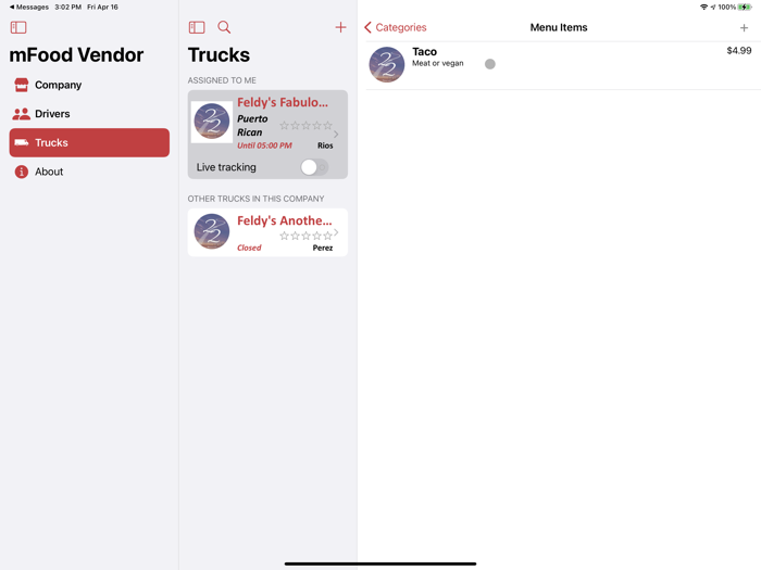 mFood™ - Food Truck Vendor App