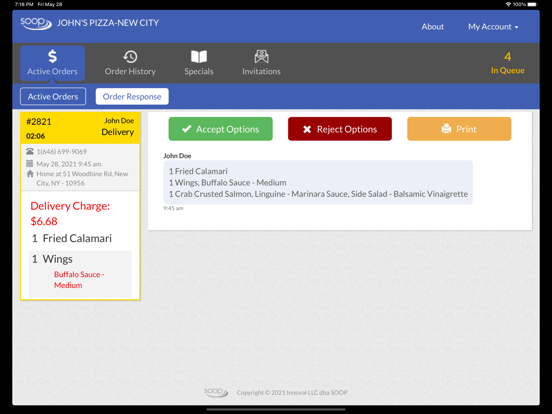 SOOP online ordering system iPad screenshot 2 - Business app