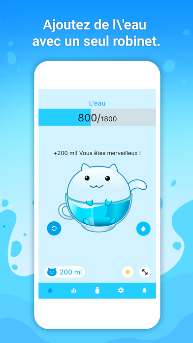 Screenshot #1 pour Chat d'eau: eau, suivi, rappel