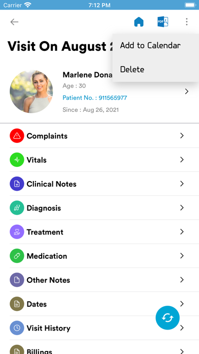 Dr.Pad: Patient Medical Record Screenshot