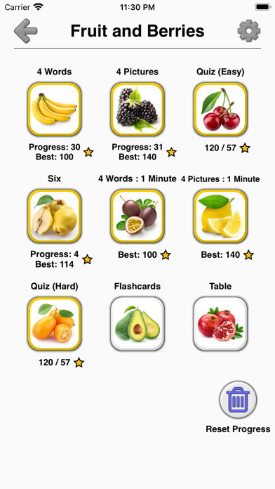 Fruit and Vegetables - Quiz Screenshot