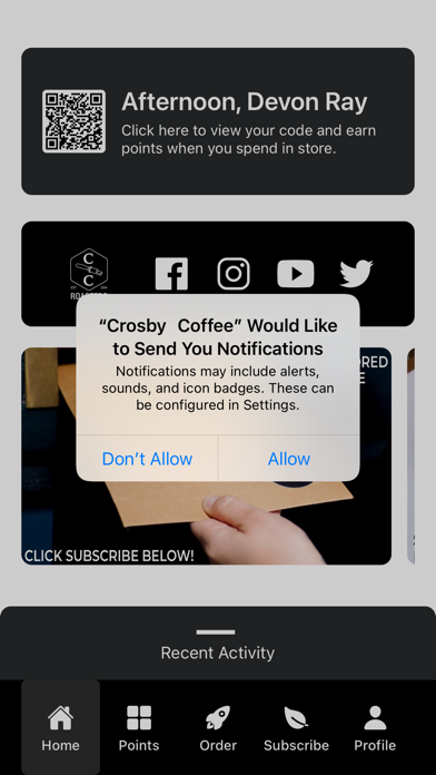 Crosby Coffee Screenshot