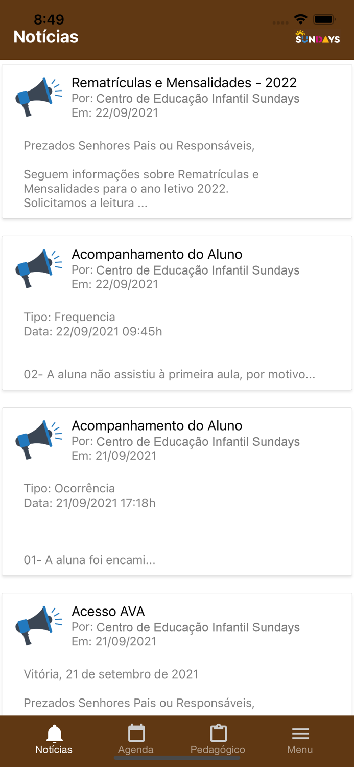 Sundays Educação Infantil
