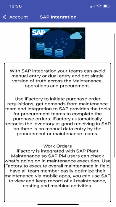 iFactory Plant Maintenance app Screenshot
